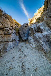 Large rock blocking the wash, head up and around the left or right side of the rock